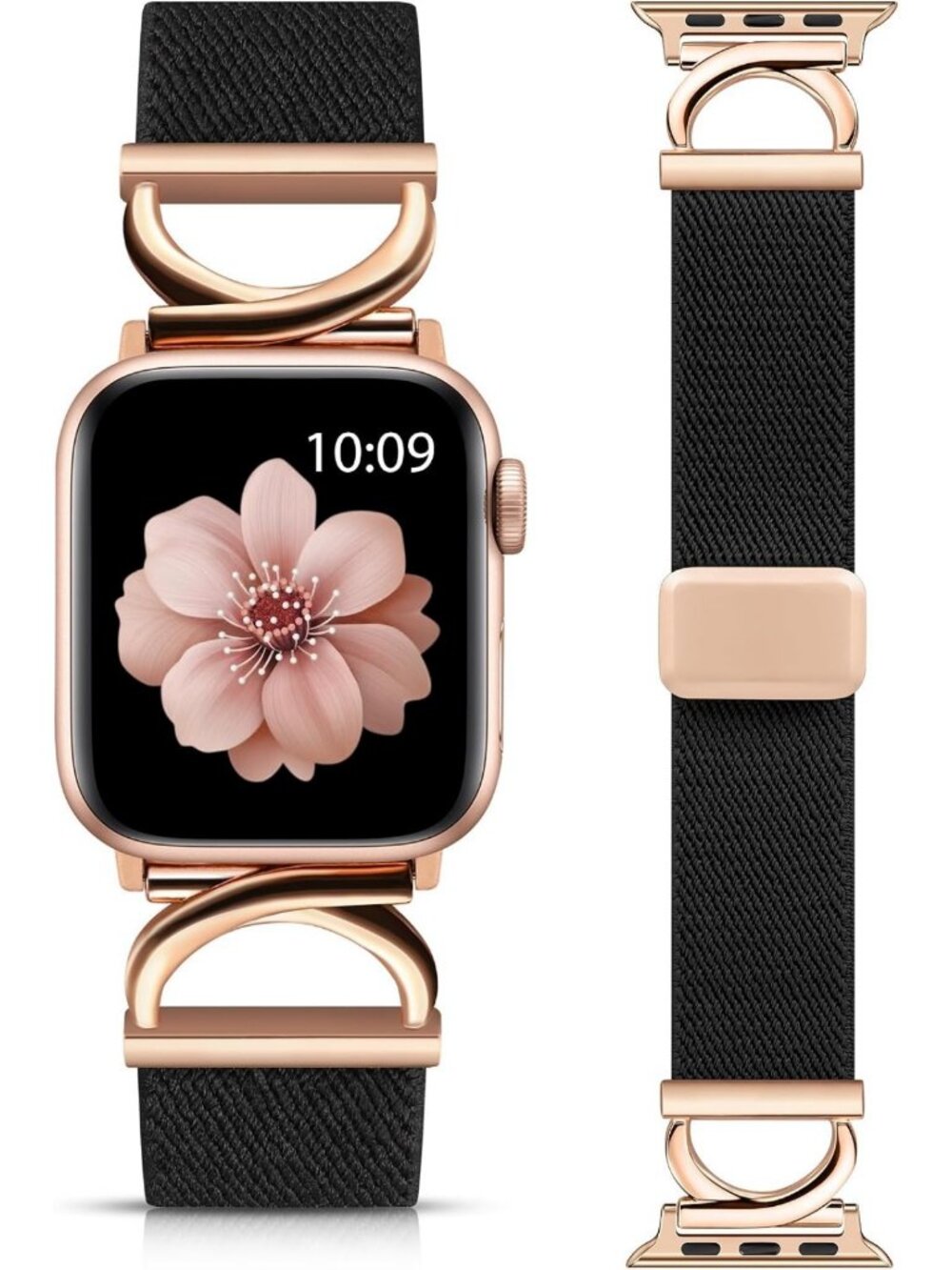 Stylish Stretchy Magnetic Band for Apple Watch 38-49mm, Elastic Nylon & Metal